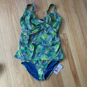 NWT Lands' End Baltic Teal Tankini and bottoms - 12DDD underwire